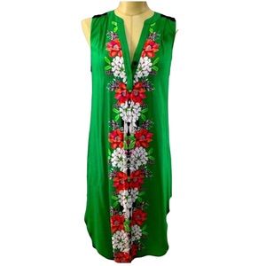 Cupio Floral Print Sleeveless Shirt Dress Size XS Green NWT